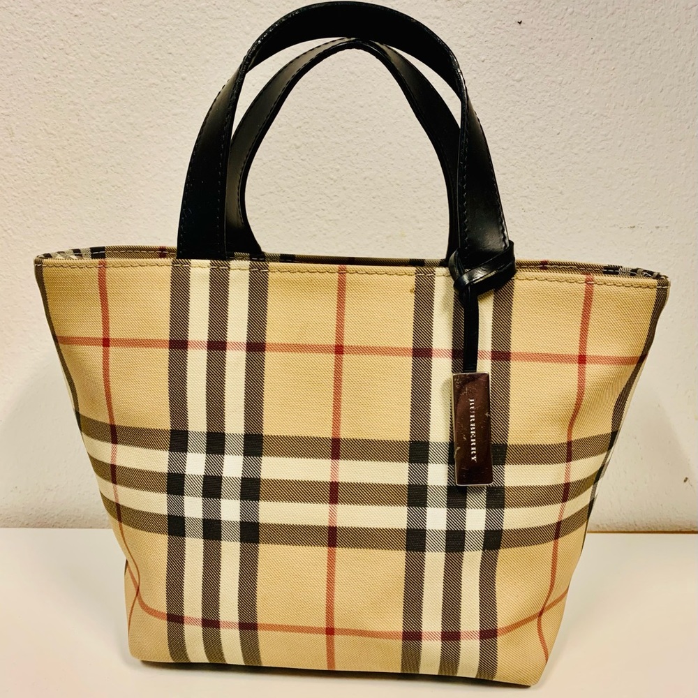Vintage Burberry Classic Check Handbag Small Made In Italy T-02-1 EUC!